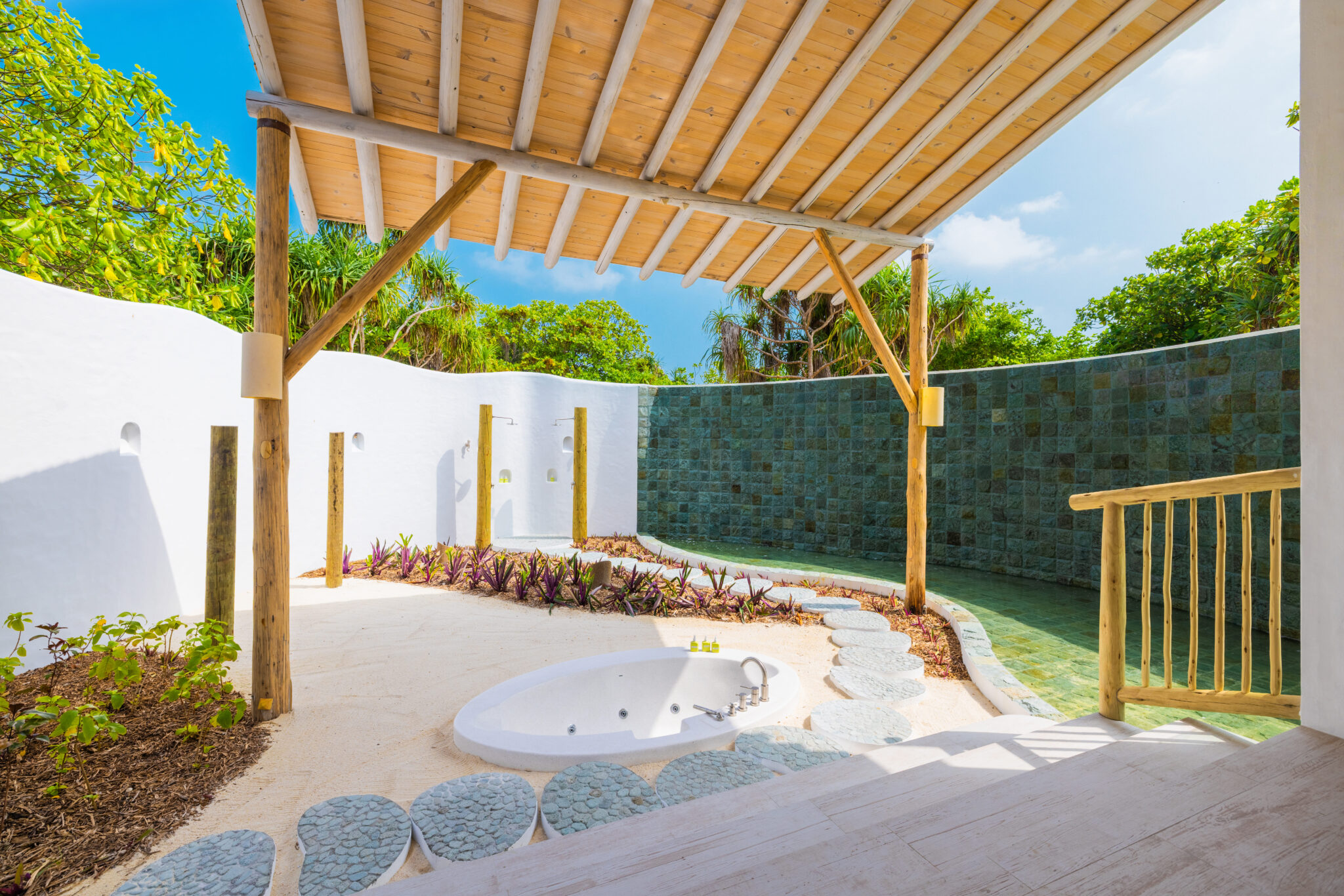 Beach villa with slide